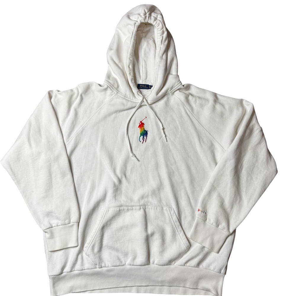 Polo Ralph Lauren Pride XXL LGBTQ Rainbow Big Pony Embroidered Hoodie Sweatshirt